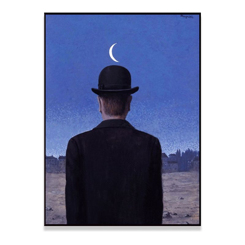Surrealism Canvas Art Dark Color Magritte Figure Back Painting Wall Decor for Bedroom