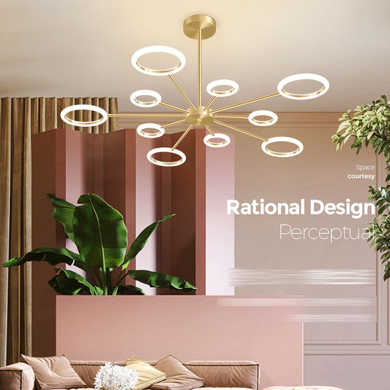 Acrylic Gold LED Pendant Light in Modern Artistic Style Lacquered Metal Chandelier for Living Room