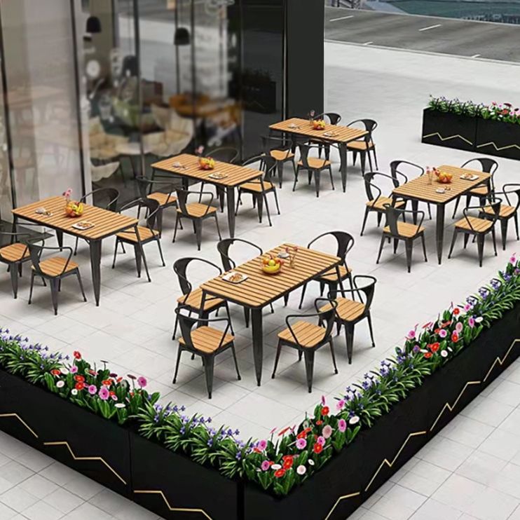 Modern 1/5/7 Pieces Metal Dining Set Reclaimed Wood Table Set