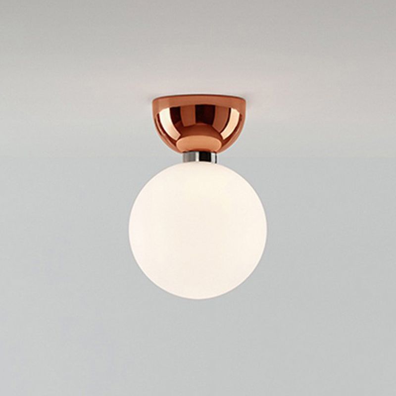 Ball Shape Ceiling Lamp Modern Simple Style Iron 1 Light Flush Mount with Glass Lampshade for Aisle