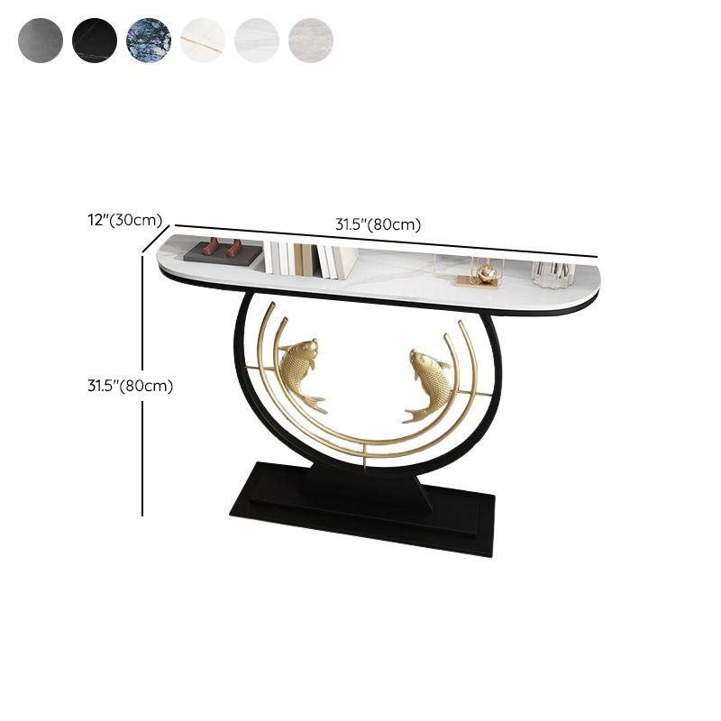 Glam Console Sofa Table Antique Finish Half Moon Console Table