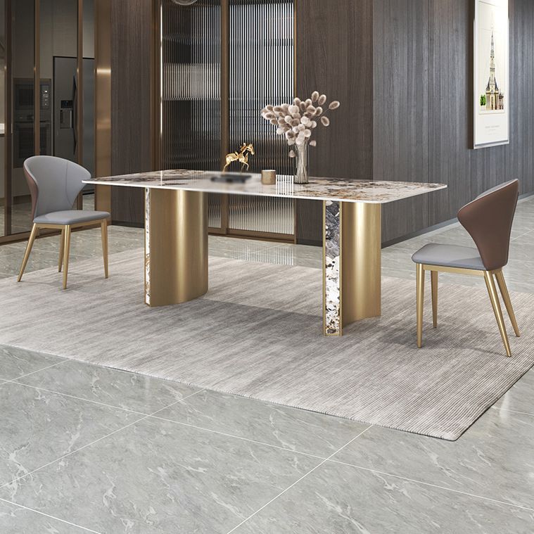 Luxury 1/3/4/5/7 Pieces Dining Set Sintered Stone Top Dining Table with Leather Chairs
