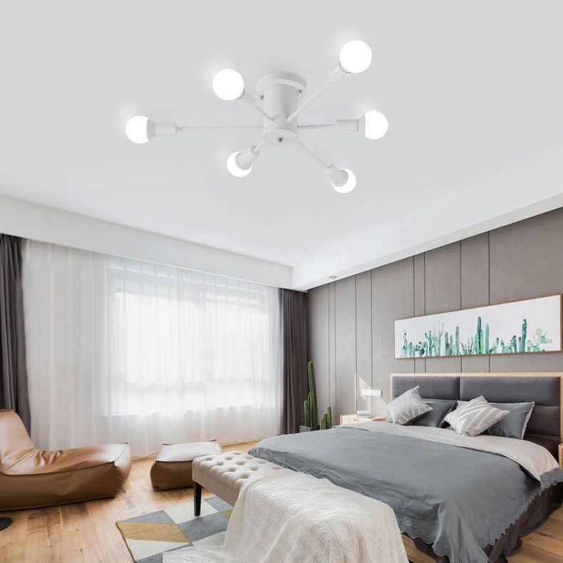 Sputnik Design Metal Semi Flush Light Fixtures Vintage Living Room Semi Flush Mount Ceiling Fixture