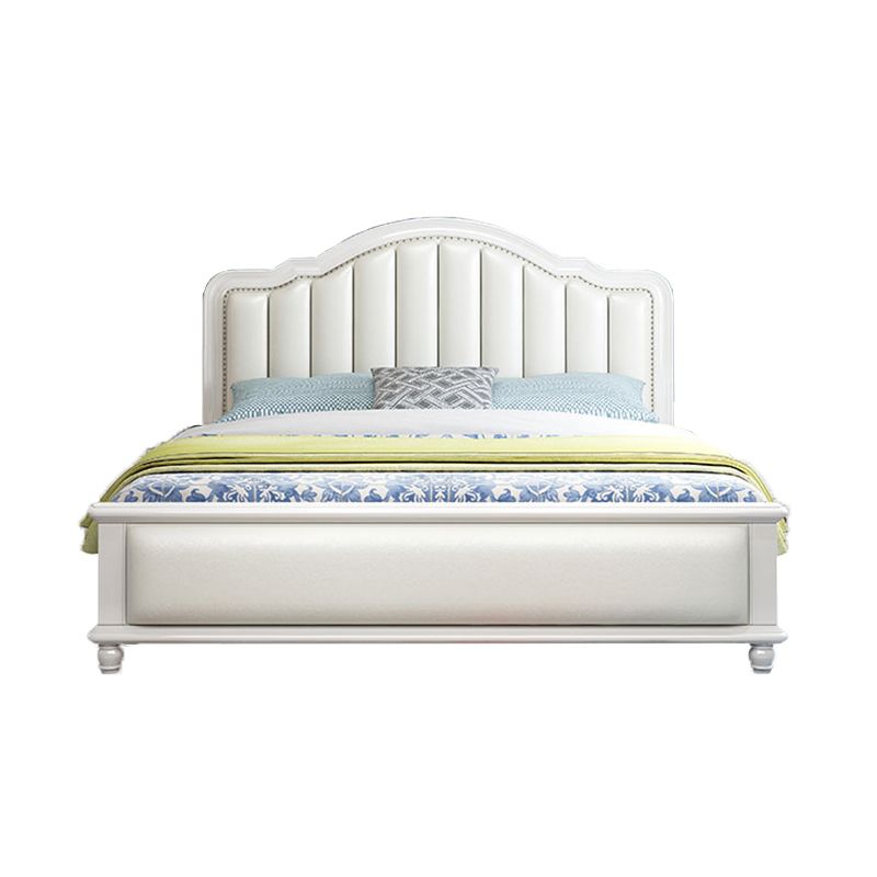 Glam Solid Wood Mattress Included with Headboard Arched Panel Bed