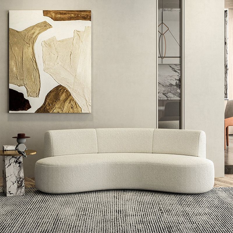 Contemporary 27.5" H Wool Sofa with Armless and Tight Back Curved For Living Room