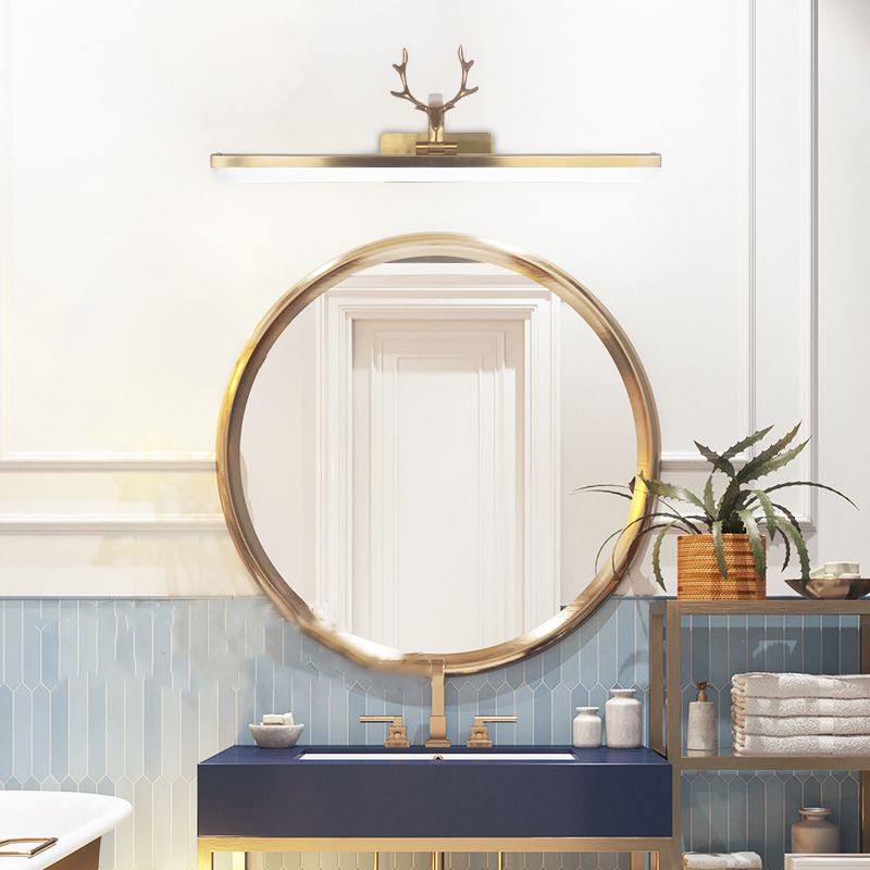 Linear Metal Wall Sconce Modern Style 1-Light Mirror Wall Mount Light Fixture