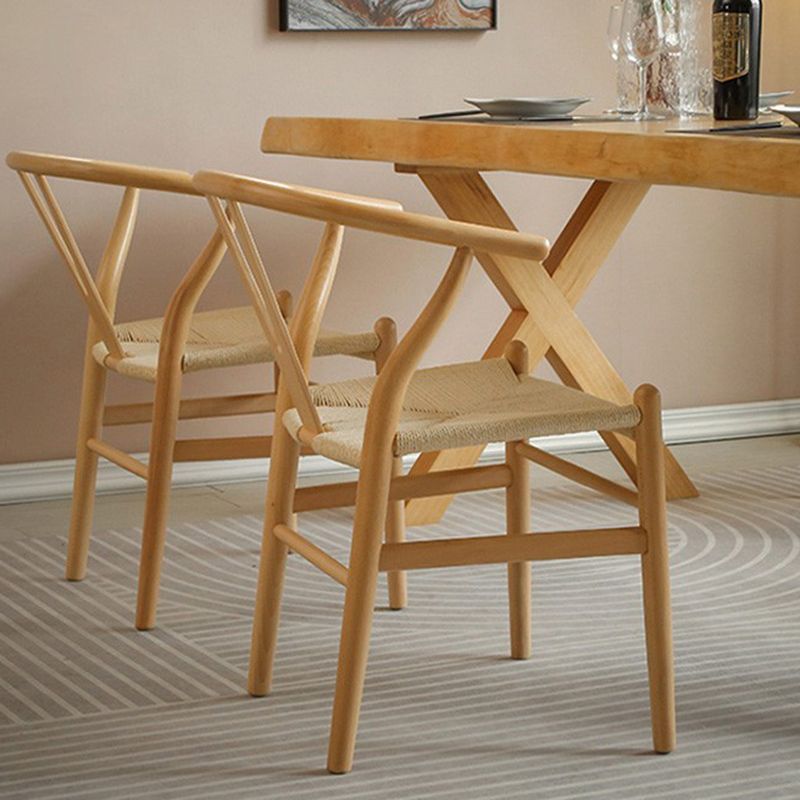 Solid Wood Dining Set 1/2/5 Pcs Rectangle Dining Table and Wishbone Chairs