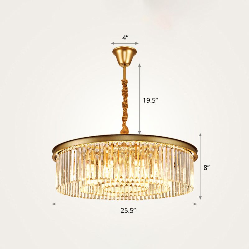 Geschichtet runde Kristalldecke Beleuchtung moderner Gold Finish Kronleuchter für Wohnzimmer