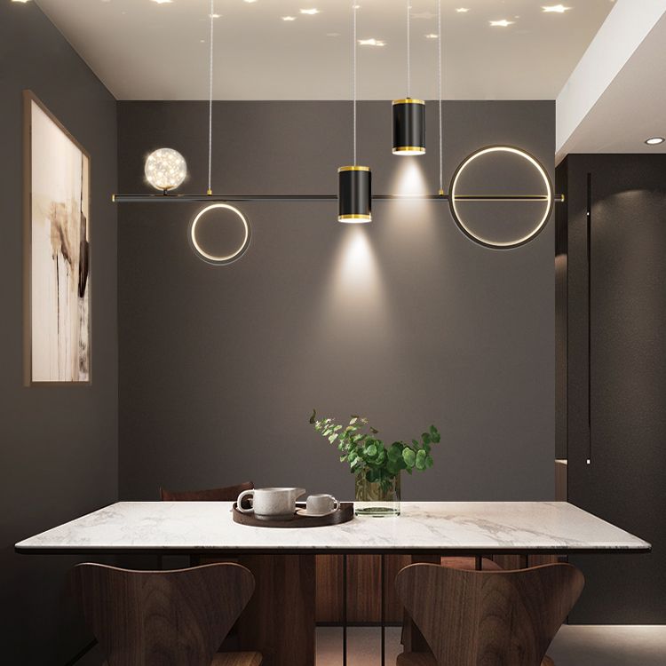 5-Light Modern Kitchen Pendant Lights Linear Metal Island Lighting Ideas