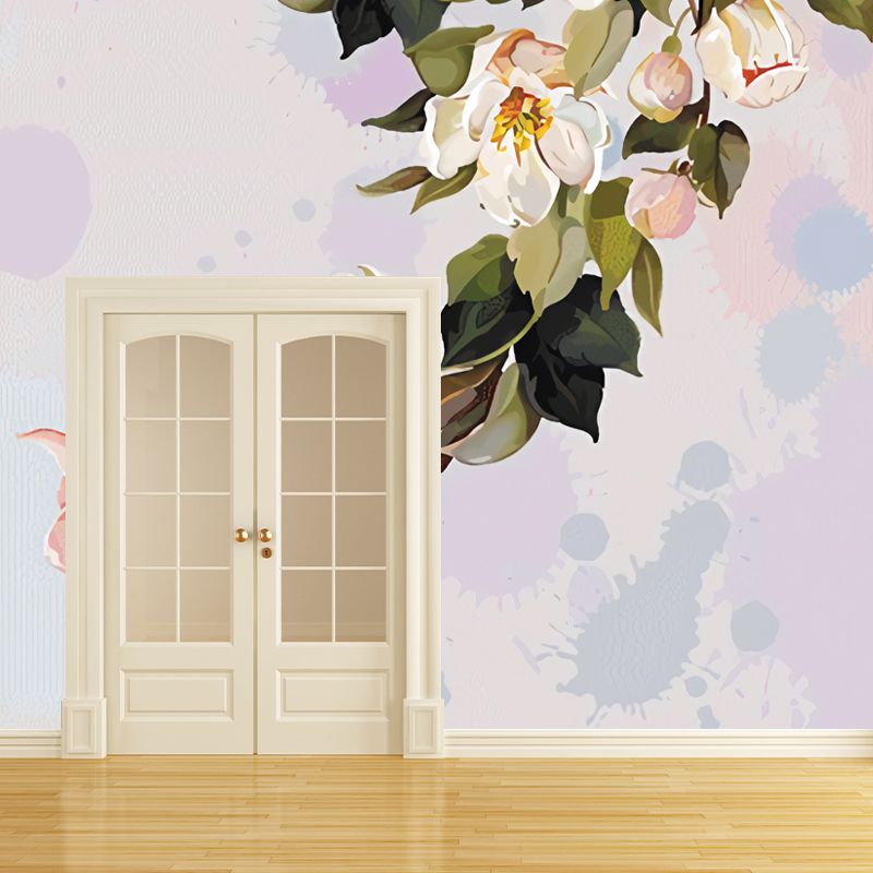 Elegant Wall Decor for Gallery, Pink and Green Camellia, Customized Size Available