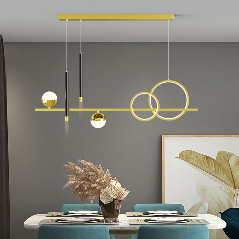 Luce a sospensione lineare dell'isola lineare in alluminio in moderna luce del soffitto in ferro battuto in stile nordico con ombra acrilica