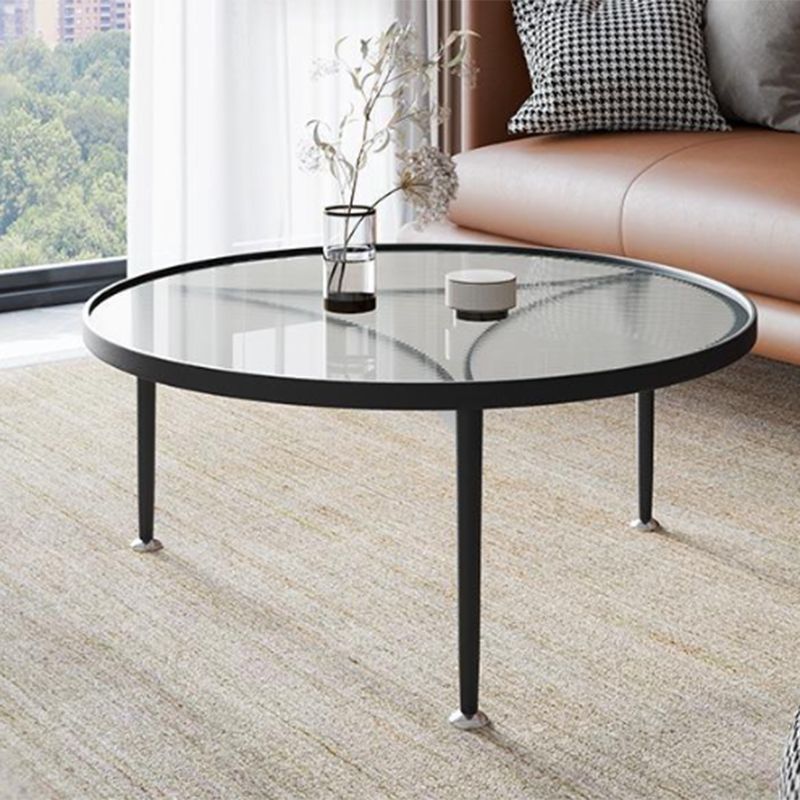 Clear Glass Top Round Coffee Table 3 Legs Cocktail Nesting Table Set