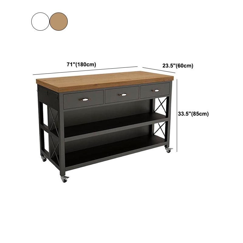Modern Rolling Kitchen Cart Wood Rectangular Kitchen Island Cart with Drawer