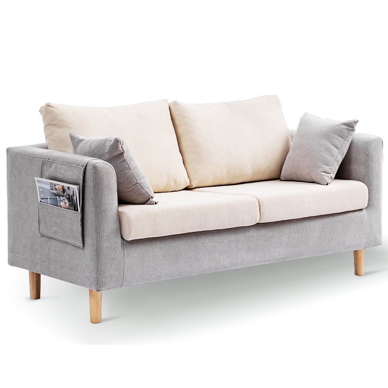 Modern Square Arm Standard Sofa Wooden Settee for Living Room