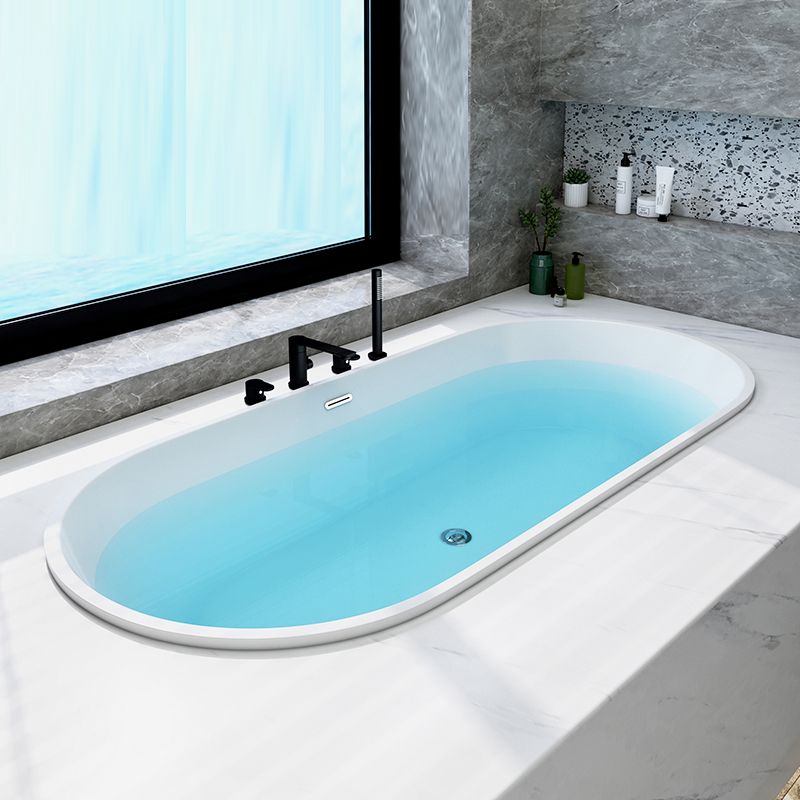 Contemporary Oval Drop-in Bathtub Soaking Acrylic Bath Tub in White