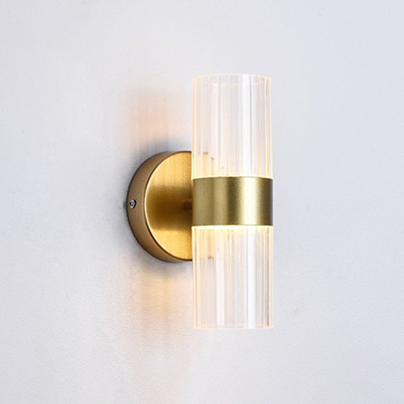 2-Light Cylinder Sconce Light Fixture Modern Glass Wall Light