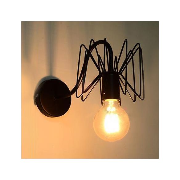 Lumière murale à l'araignée de style rétro avec bras de col de cygne 1 lampe murale en fer de tête en noir pour le couloir