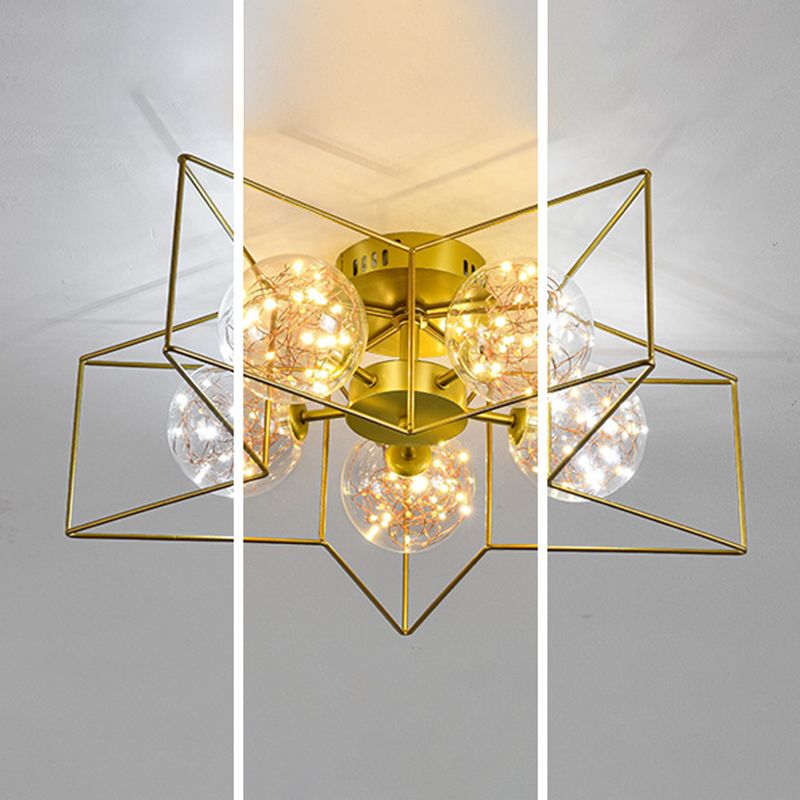 Modern Simple Iron Ceiling Light Geometry Shape Ceiling Lamp for Bedroom