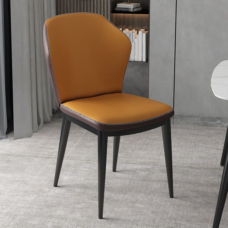 Nordic Glam Style Chair Kitchen Armless Wingback Chair with Metal Legs