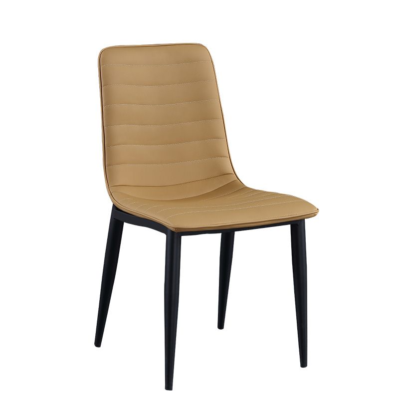 Upholstered Armless Dining Chairs Industrial Metal Legs Side Chair