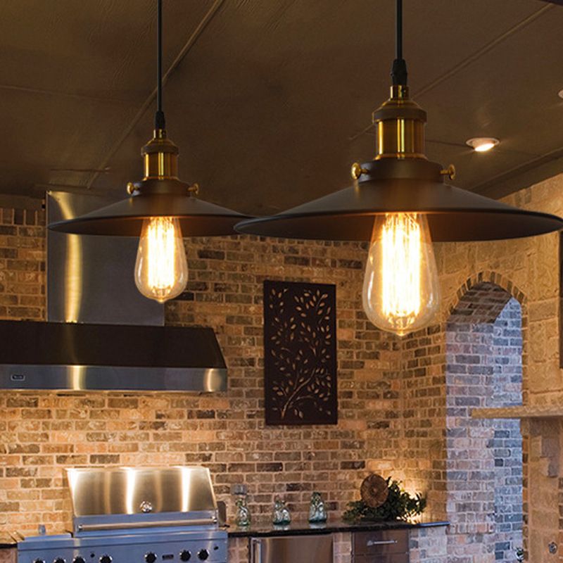 Industrial Country Style 1-Light Pendant Light Barn Chandelier Iron Hanging Lights for Bedroom