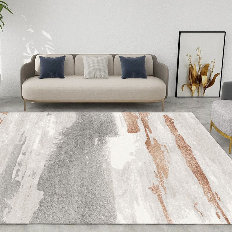 Grey Modern Carpet Polyester Graphic Carpet Stain Resistant Carpet for Drawing Room