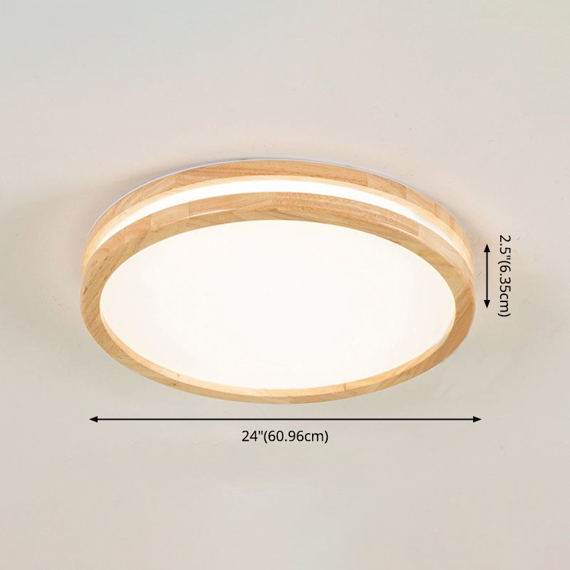 Kreisförmige Holz-Unterputzleuchte im modernen Stil mit 1 Licht, Deckenleuchte für Schlafzimmer