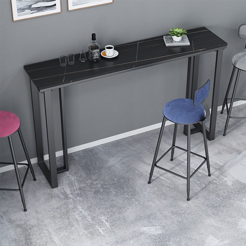 Modern Style Rectangle Bar Table Stone Bar Dining Table with Double Pedestal