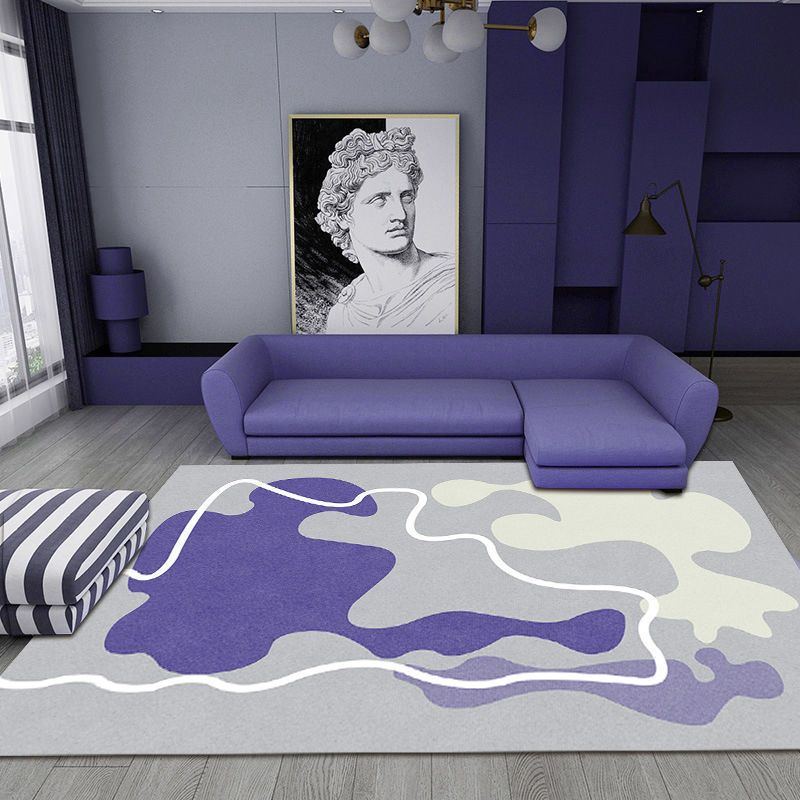 Beige Modern Carpet Polyester Color Block Carpet Washable Area Carpet for Living Room