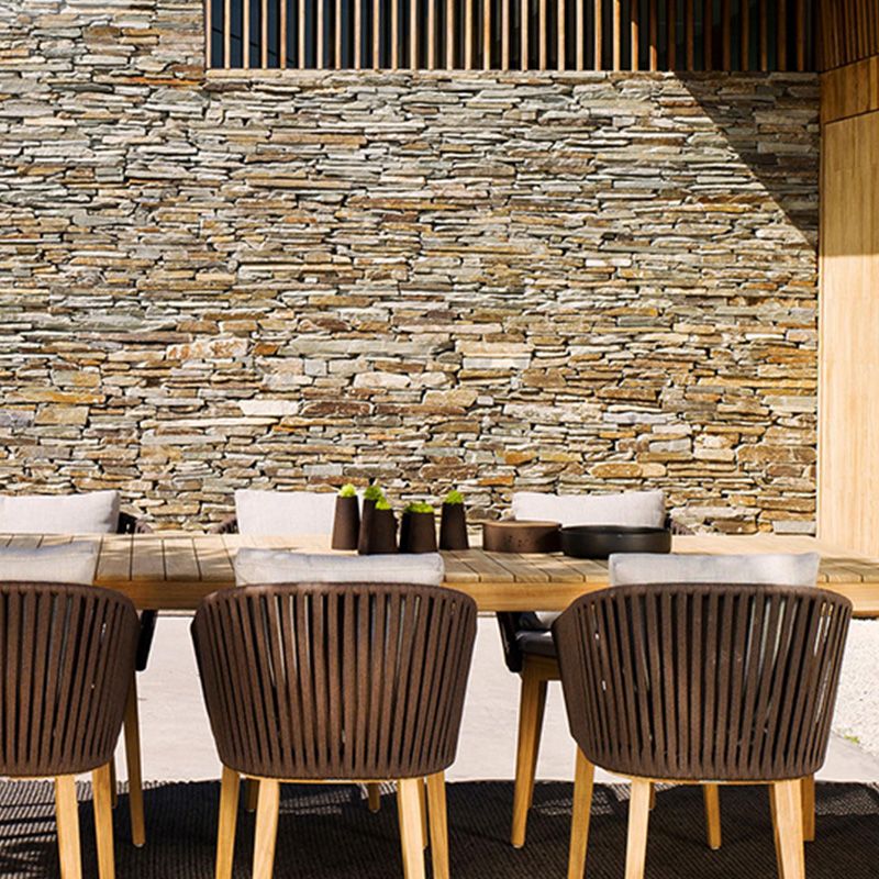 Tropical Brown Teak Upholstered Removable Cushion Outdoor Bistro Chairs