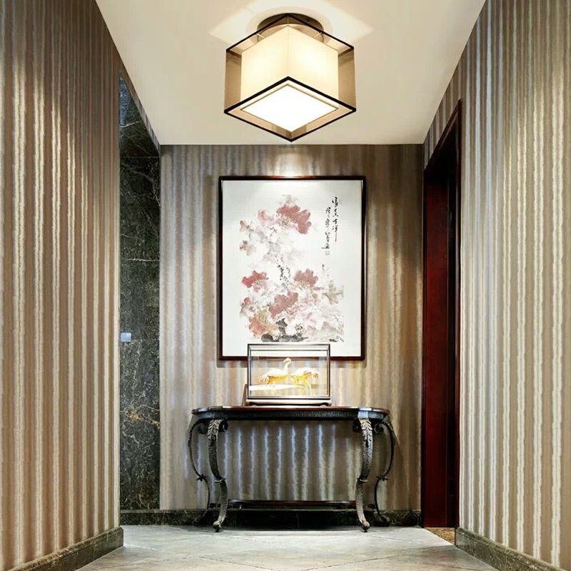 Plafonnier encastré en tissu chinois pour salon salle à manger bronze / noir