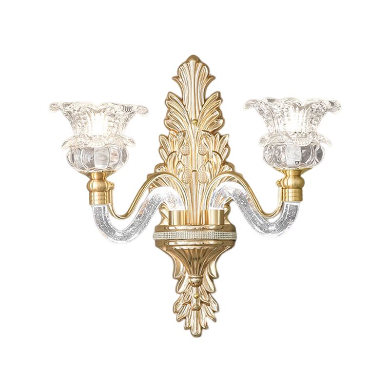 Golden 1/2-Light Modern Wall Mounted Sconce LED Crystal Wall Light