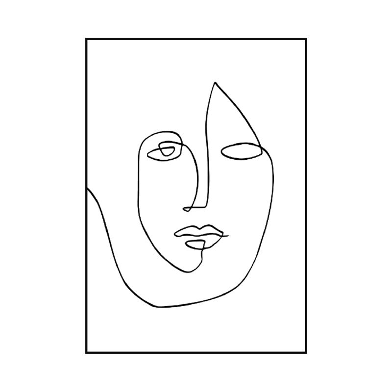 Scandinavian Style Novelty Figure Art in White Textured Wall Decor for Living Room