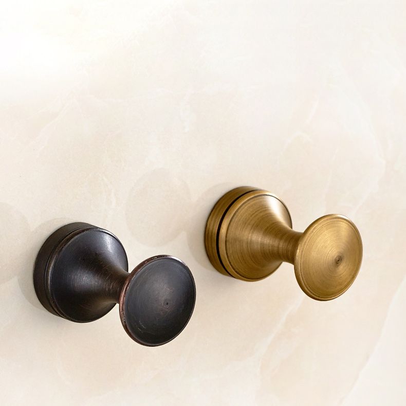 5 Piece Traditional Bathroom Accessory Set Brushed Brass Robe Hooks