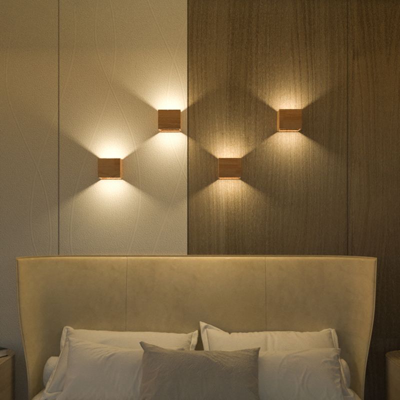 Geometric Wall Light Fixture Minimalist Style Wood Wall Lamp