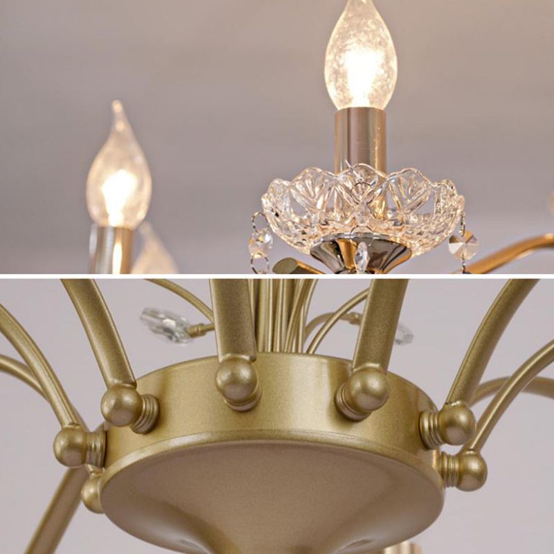 Traditional Unique Chandelier Lights Crystal Pendant Light Fixtures in Gold