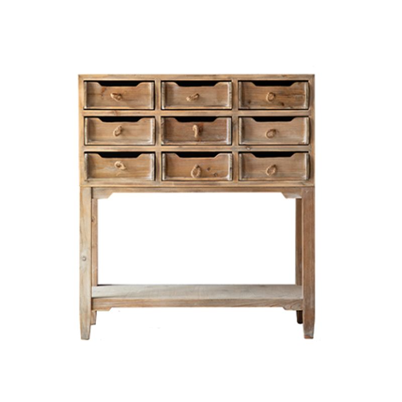 Distressed Wood Accent Chest Industrial Ring Pulls Natural Accent Cabinet
