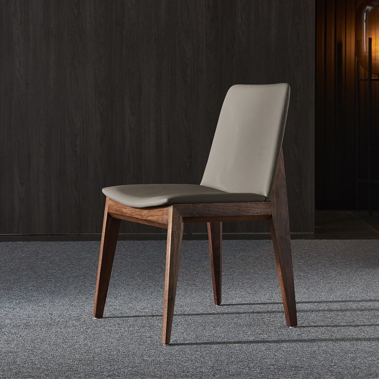 Silla sin brazos de comedor de madera tradicional, silla lateral de cuero sintético para uso en restaurantes