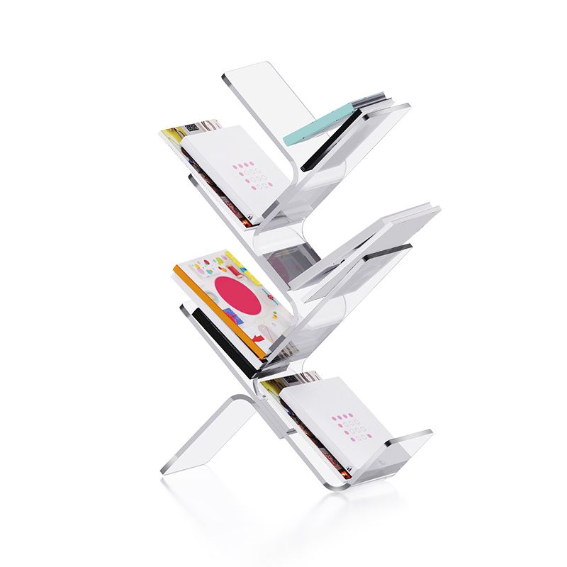 Modern Open Back Standard Bookshelf Acrylic Bookcase with Shelves for Study Room