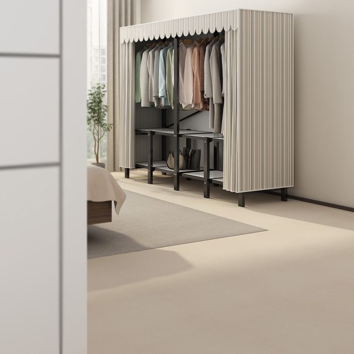Freestanding Metal Frame Wardrobe Foldable Wardrobe with Garment Rod
