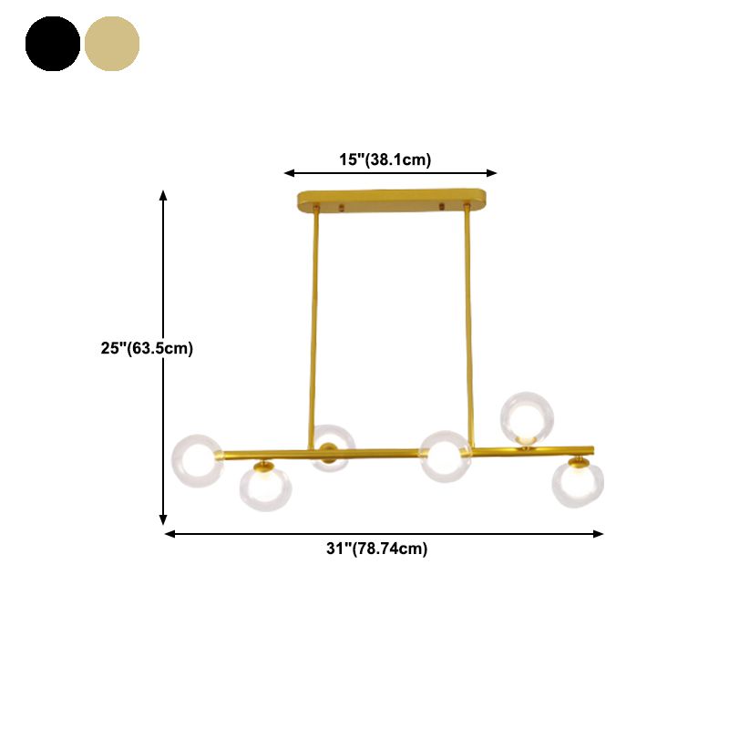 Contemporary 6/8/10-Light Black/Golden Kitchen Island Lighting LED Island Pendant Lighting