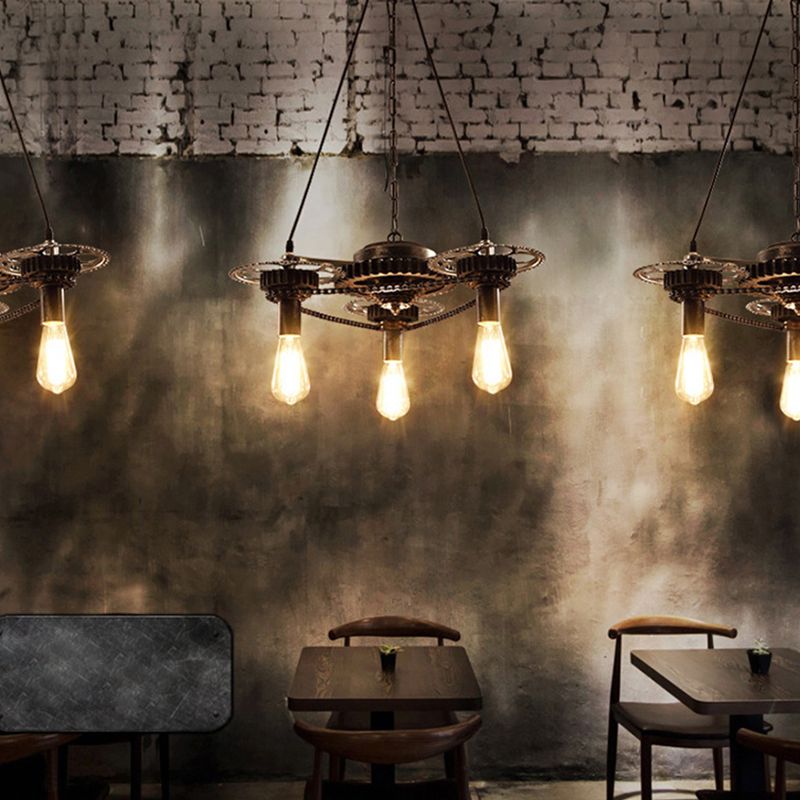 Estilo industrial Luz de techo de techo de bronce de lámpara de hierro forjado para barra para barra