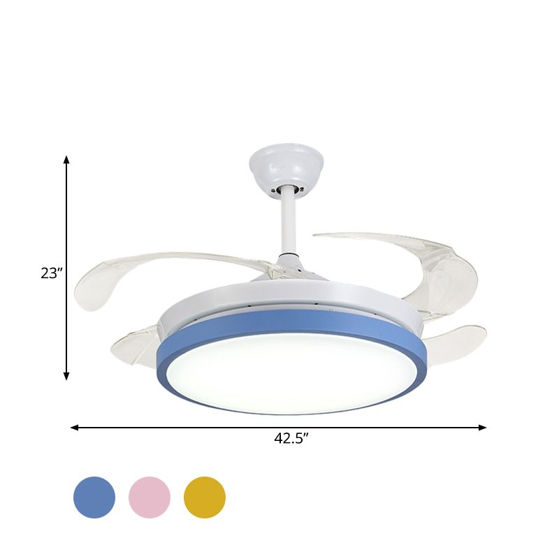 Circular Acrylique Semi Flush Plafond Lampadaire rose moderne / bleu / jaune 42,5 "W LED PRENDANT PRENDANT LEV