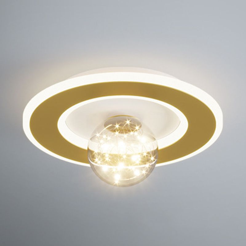 Modern Geometric Flush Light Fixture Metal 2 Light Flushmount Lighting