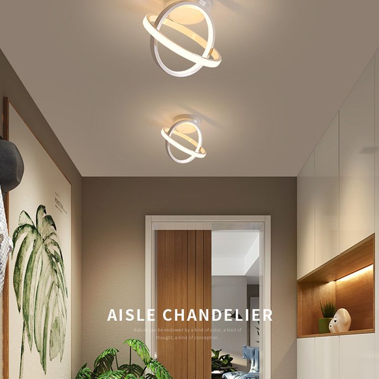 Circle Semi Flush Mount Light Fixture Ultra-Contemporary Metal Ceiling Light Fixtures for Hallway