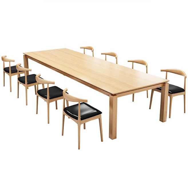 Rectangle Modern Table Solid Wood Fixed Dining Table with 4 Legs