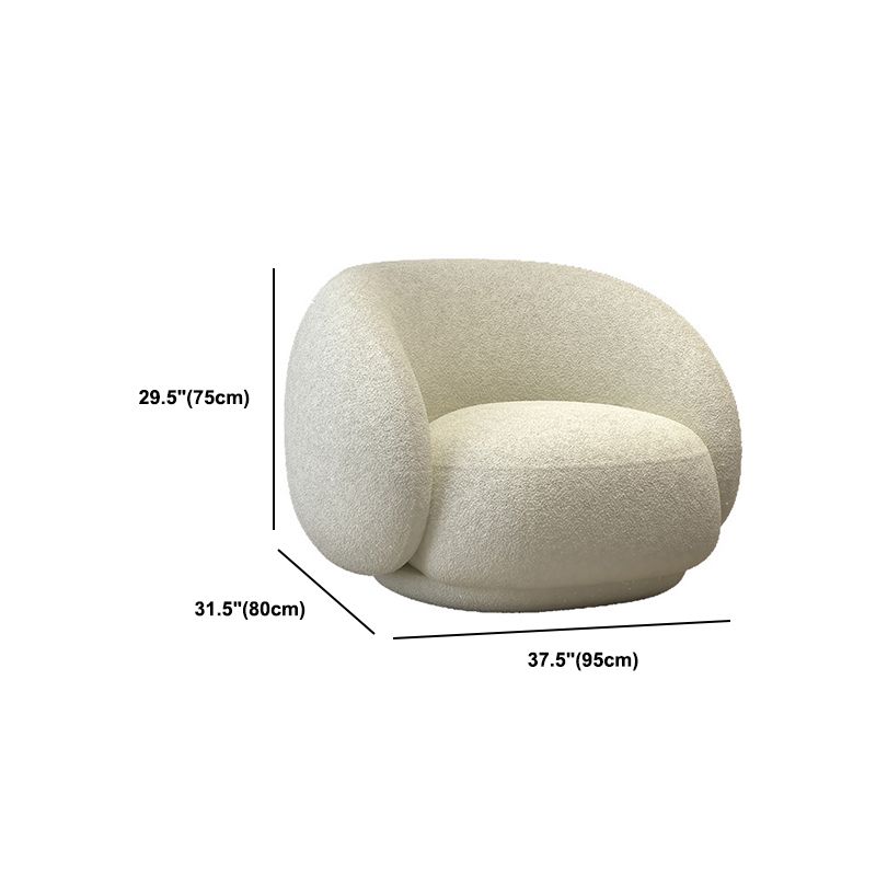 White Contemporary Curved Sofa Wool Tuxedo Arm Sofa for Living Room