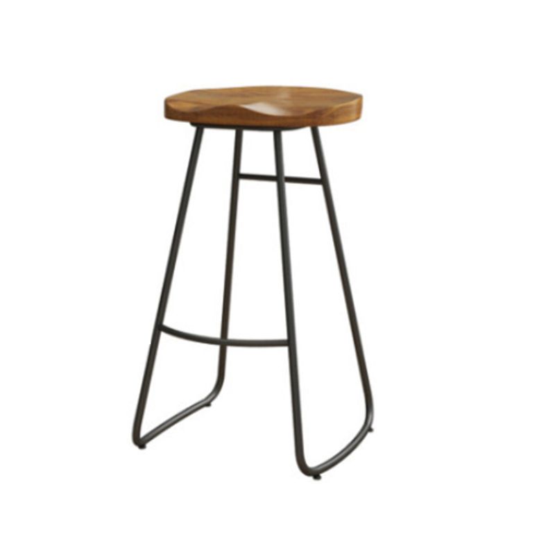 Contemporary Style Wood Counter Stool Living Room Bar Stool with Metal Legs