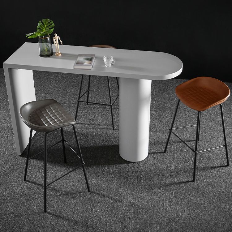 Industrial White Pub Bar Table Wood Double Pedestal Bar Dining Table Fixed Table