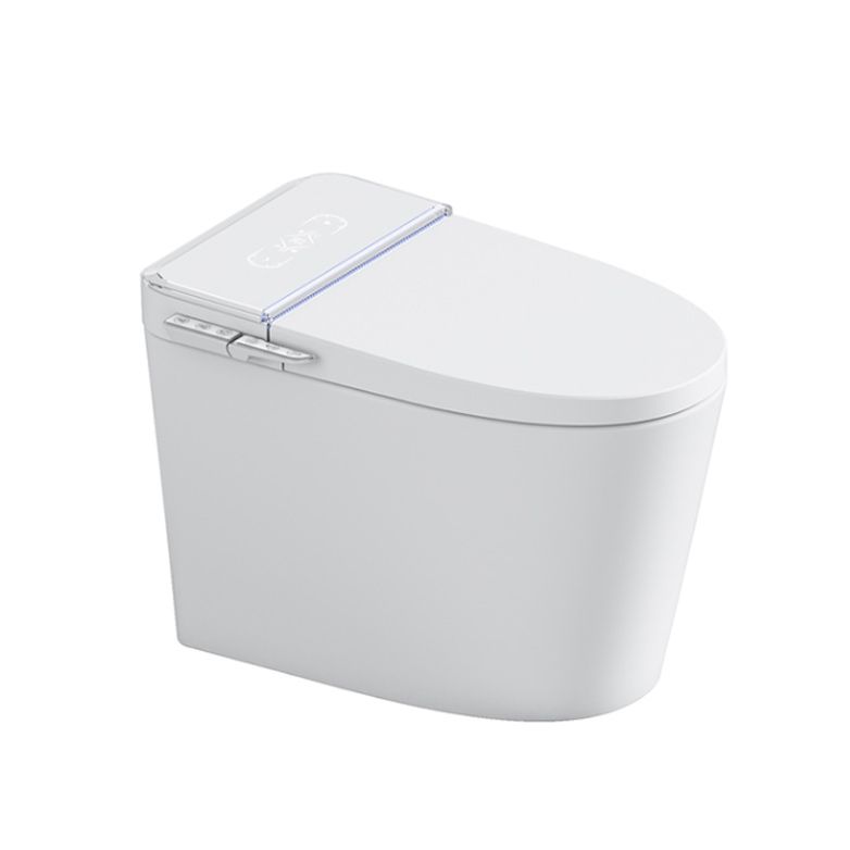 Elongated Contemporary Smart Toilet White Ceramic Foot Sensor